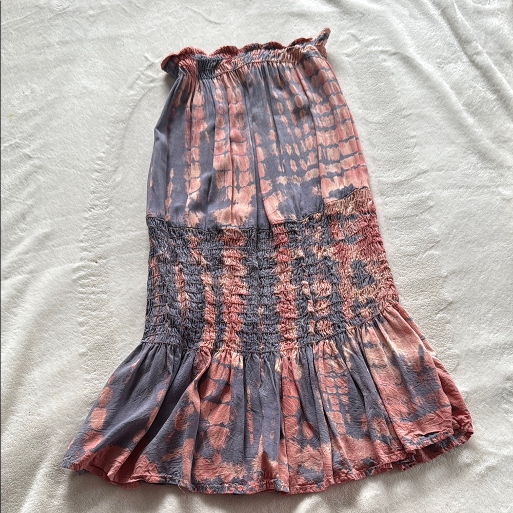 Blue Life Pink and and Blue Tye Dye Smocked Waist Mini Dress XS